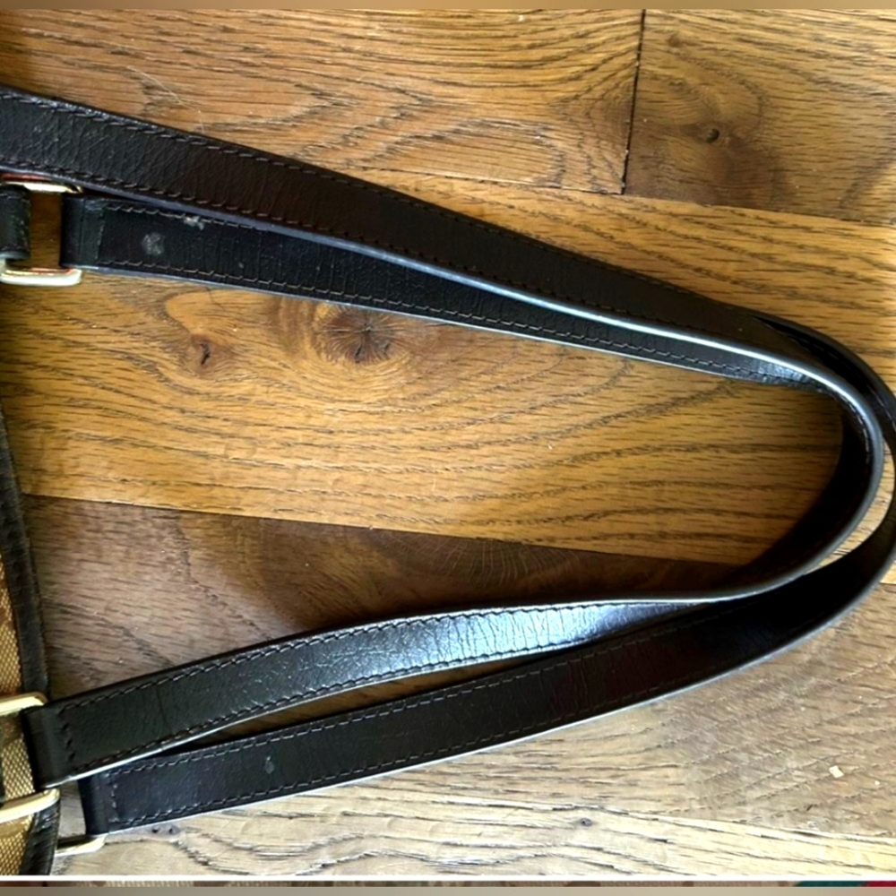 GUCCI Jolicoeur Tote From The Sherry Line With GG Signature Web Stripe Brown/Tan - Picture 4 of 16